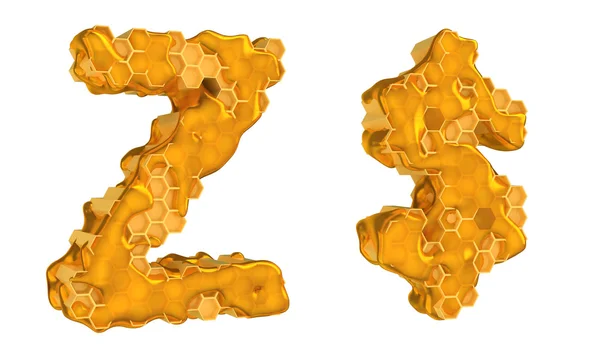 孤立的蜂蜜字体 z 和美元符号 — 图库照片