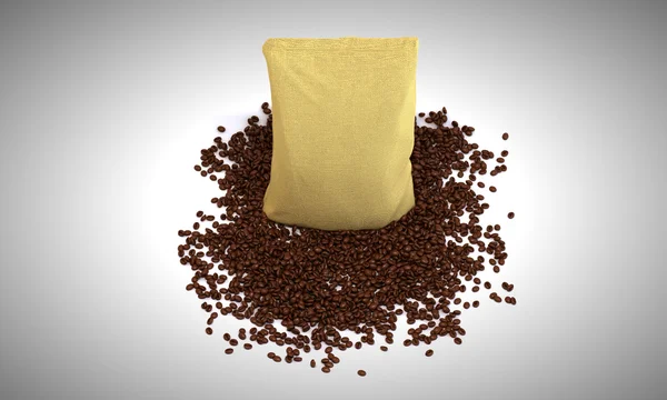 パックのコーヒー豆の袋に入れてのトップ ビュー — ストック写真