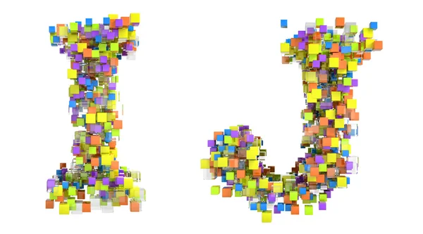 Abstrakt kuber teckensnitt i och j bokstäver isolerade — Stockfoto