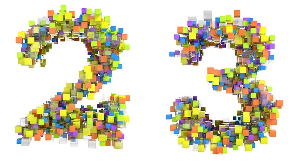 Abstrakt kubik teckensnitt 2 och 3 siffror — Stockfoto