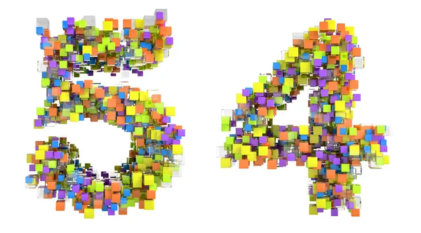 Абстрактный кубический шрифт 4 и 5 цифр — стоковое фото