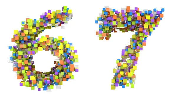 Abstrakt kubik typsnitt 6 och 7 siffror — Stockfoto