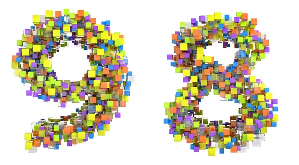 抽象的数字 8 和 9 的立方字体 — 图库照片