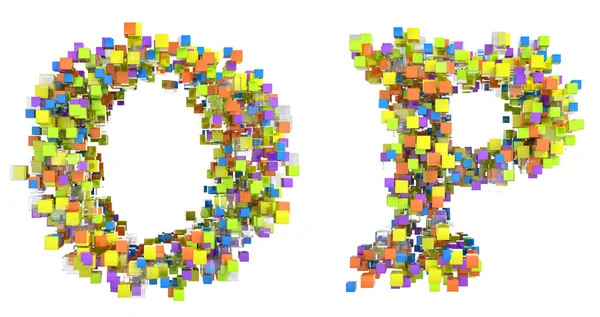 Абстрактные кубические шрифт O и P буквы — стоковое фото