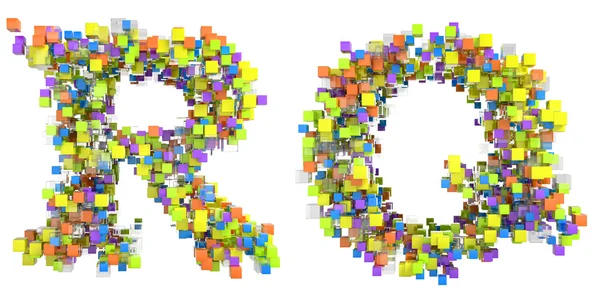 Абстрактные кубические шрифты R и Q — стоковое фото