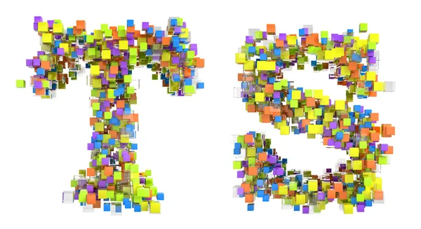 抽象的な立方フォント t および s の手紙 — ストック写真