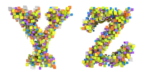 Abstracte kubieke lettertype y en z letters — Stockfoto