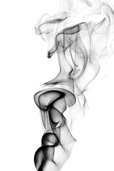 Sopro preto de fumaça abstrata no branco — Fotografia de Stock