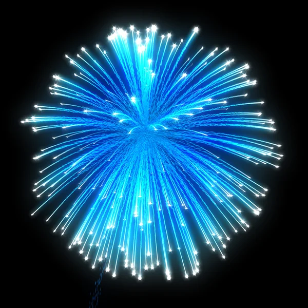 Blue festive fireworks at night — Stock Photo, Image