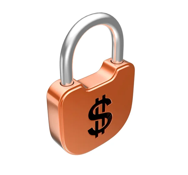Locked padlock - dollar currency concept — Stock Photo, Image