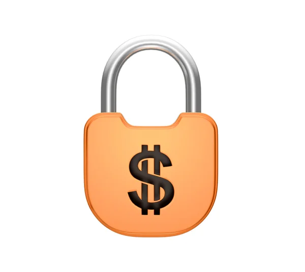 Locked padlock US dollar currency concept — Stock Photo, Image