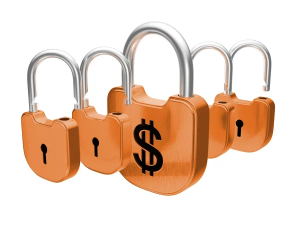 Padlocks - US dollar currency safety concept — Stock Photo, Image