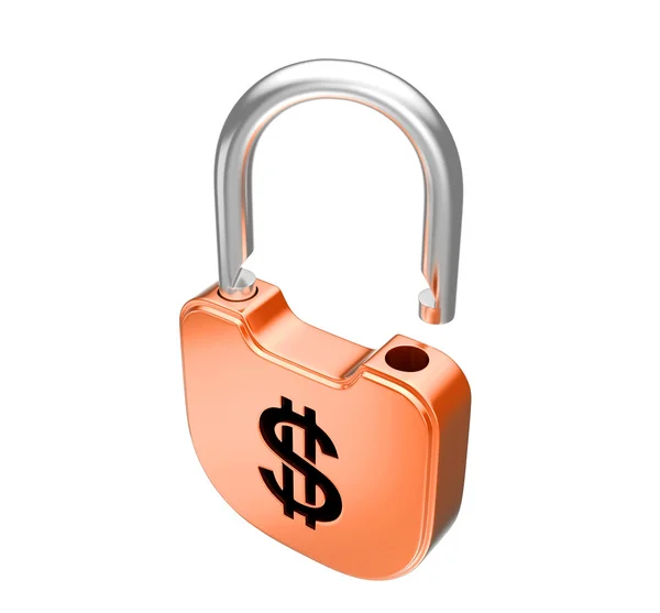 Unlocked US dollar currency padlock — Stock Photo, Image