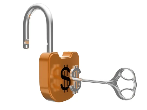 Unlocking the US dollar currency lock — Stock Photo, Image