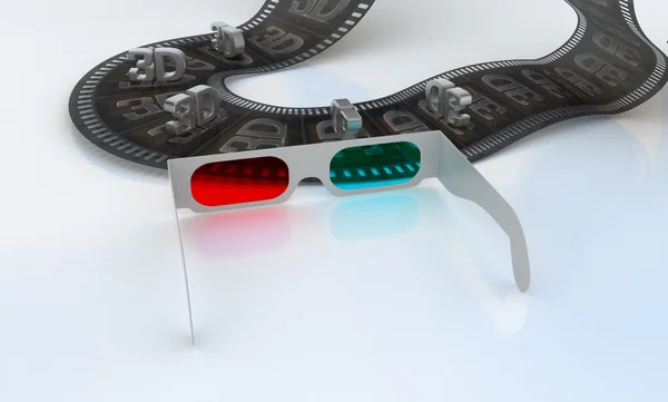 3D-s tv - szemüveg és absztrakt film — Stock Fotó