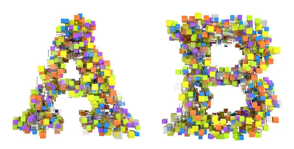 Abstract cubes font A and B letters isolated — Stock Photo, Image