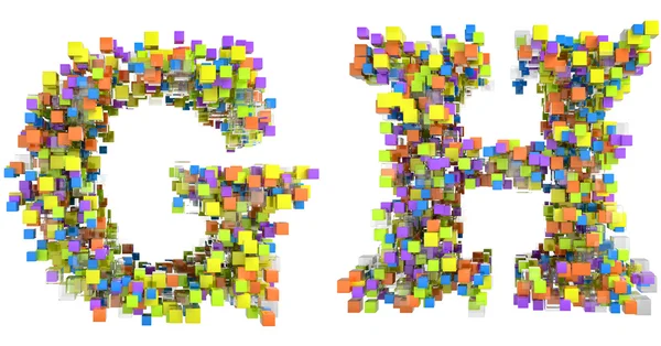 Abstracte kubussen lettertype g en h brieven geïsoleerd — Stockfoto