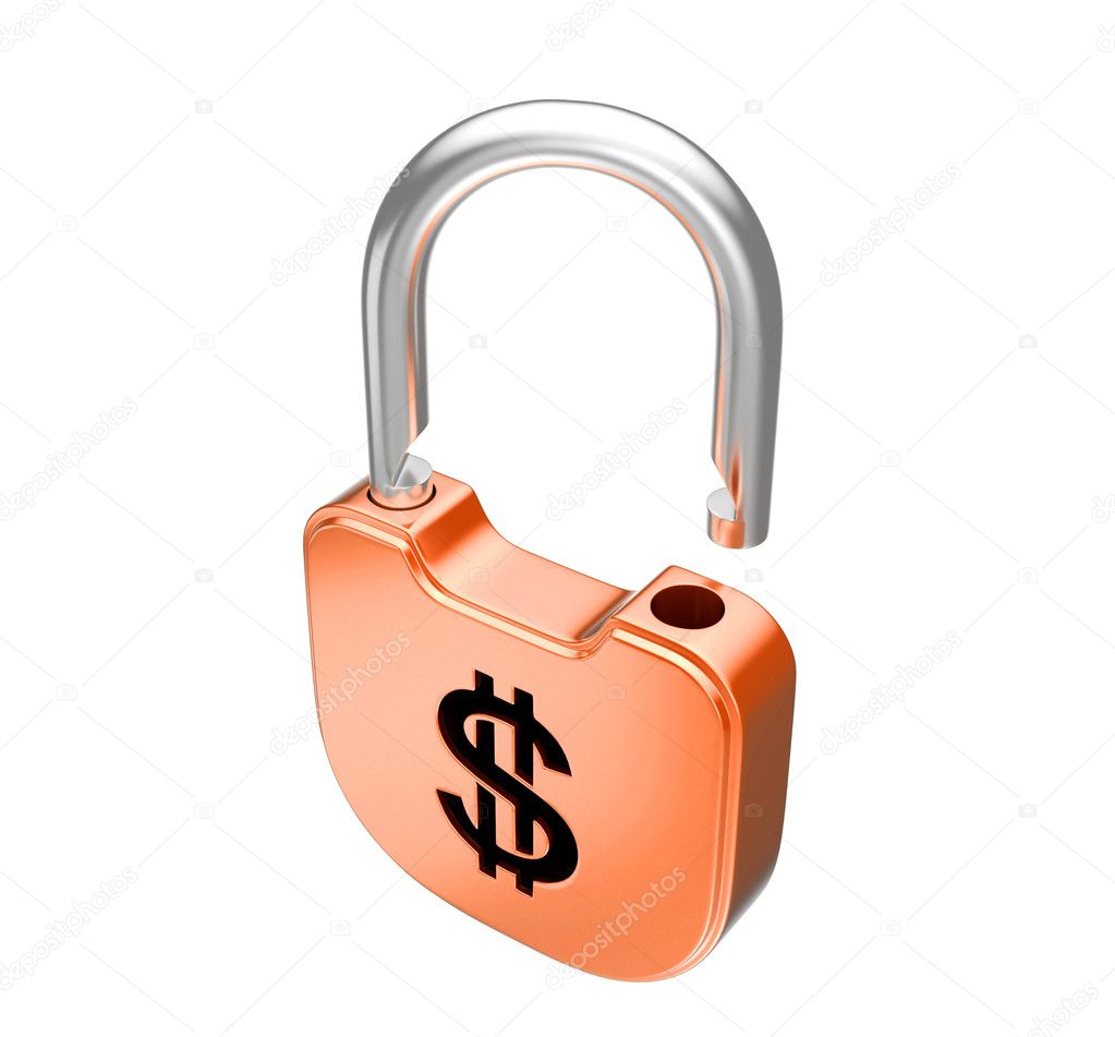 Unlocked US dollar currency padlock Stock Photo by ©Arsgera 4421334