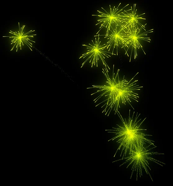 Festive green fireworks at night — Stock Photo, Image