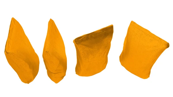 Vista superior de 4 paquetes de sacos de oro para café —  Fotos de Stock