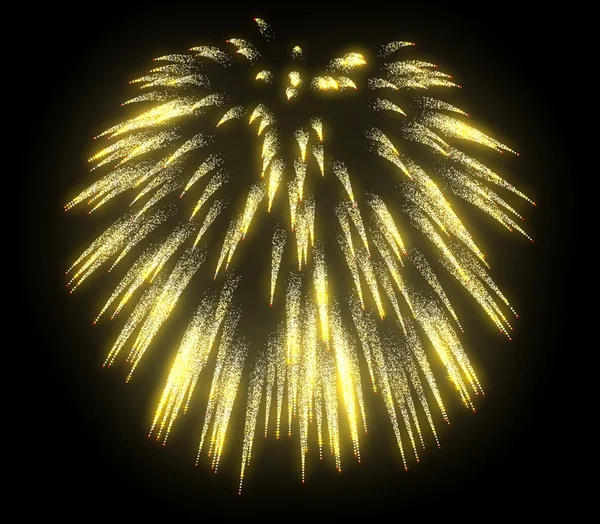 Yellow festive fireworks at night — Stock Photo, Image