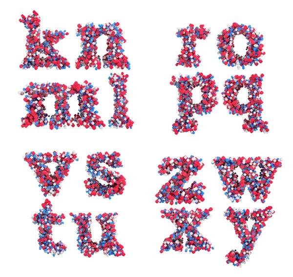 Abstract 3d lettertype kleine k-z brieven — Stockfoto