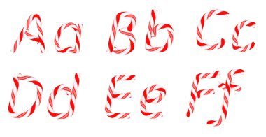 Candy cane font A - F letters isolated clipart