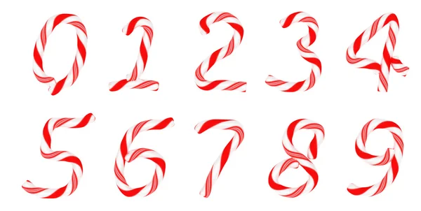 Candy cane lettertype 0-9 cijfers — Stockfoto