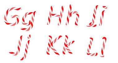 Candy cane font G - L letters isolated clipart