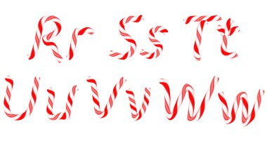 Candy cane font R - W letters isolated clipart