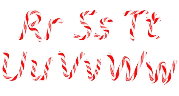 Candy cane font R - W letters isolated — Stock Photo, Image