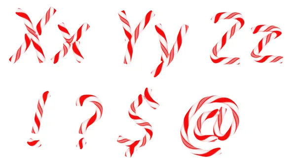 Шрифт цукерки тростини X-Z літери і символи — стокове фото