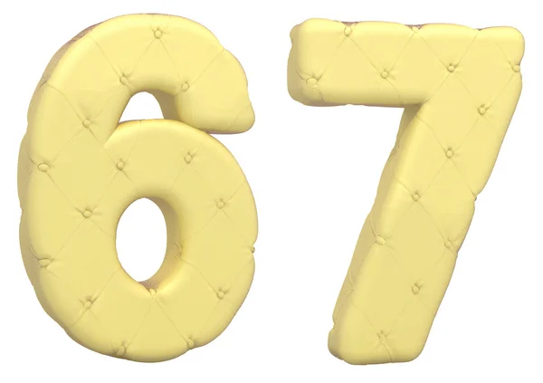 Luxe zacht leer lettertype 6 7 cijfers — Stockfoto