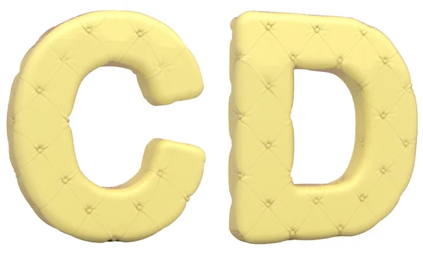 Luxo soft leather fonte C D letras isoladas — Fotografia de Stock