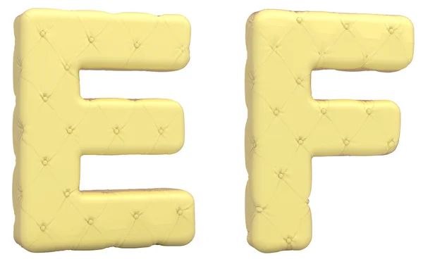 Caratteri di lusso in morbida pelle E F lettere isolate — Foto Stock