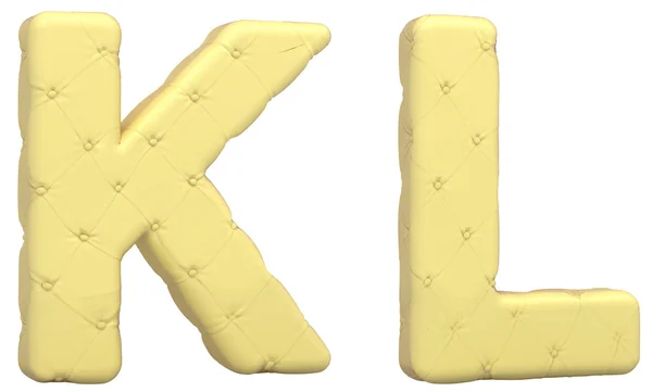 Luxo soft leather fonte K L letras isoladas — Fotografia de Stock