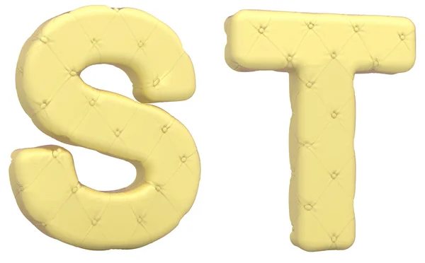 Розкішний м'який шкіряний шрифт S T літери — стокове фото