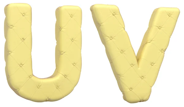 Luxury soft leather font U V letters — Stock Photo, Image