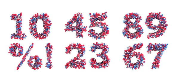 3D yazı tipi sayılar ve semboller soyut — Stok fotoğraf