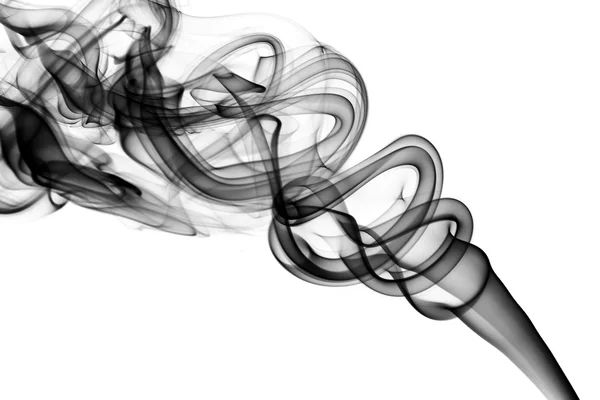 Абстрактный черный дым закручивается на белом — стоковое фото