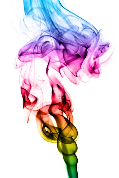 Bouffée abstraite de fumée colorée sur blanc — Photo