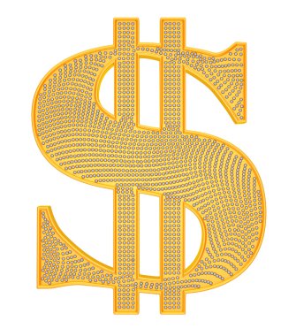 Golden Dollar symbol incrusted with diamonds clipart