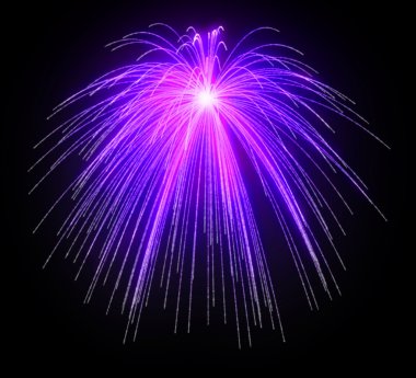 Purple Festive fireworks at night over black background clipart