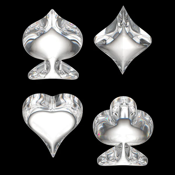 Kombinezony karty błyszczący kryształ na białym tle — Zdjęcie stockowe