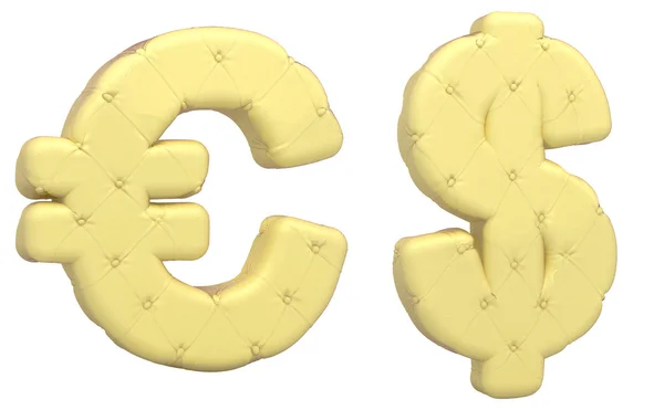 Luxury leather font euro and dollar symbols — Stock Photo, Image
