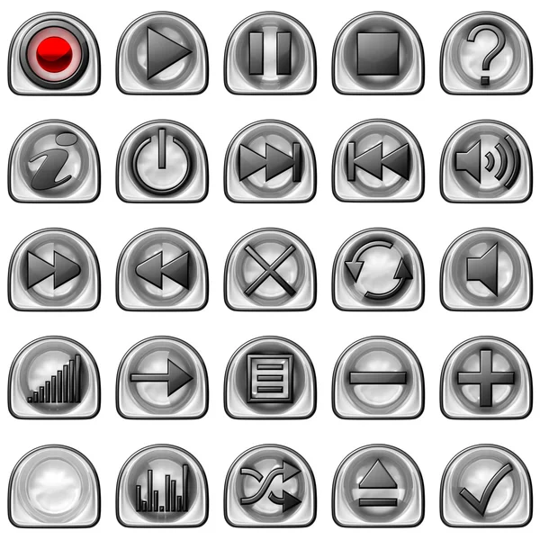 Полукруглые нажатые кнопки панели управления — стоковое фото