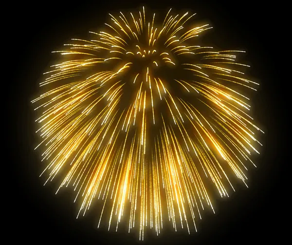 Fuochi d'artificio festivi gialli di notte — Foto Stock