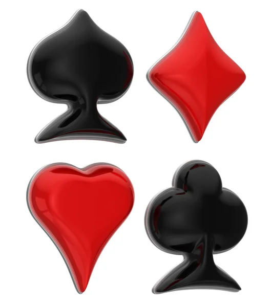 Casino: izole parlak renkli kart takım elbise — Stok fotoğraf