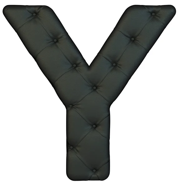 Luxury black leather font Y letter — Stock Photo, Image