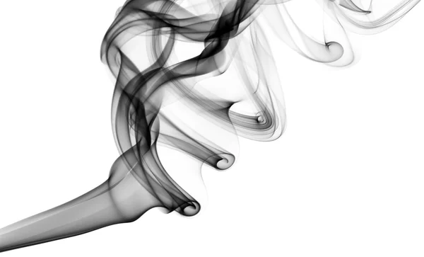 Sbuffo Astratto Fumo Nero Sullo Sfondo Bianco — Foto Stock